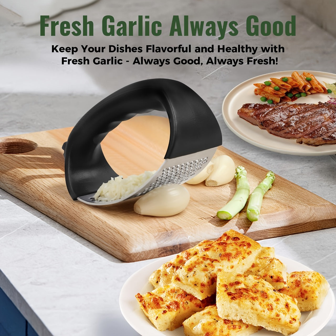 Stainless Steel Garlic Press Crusher